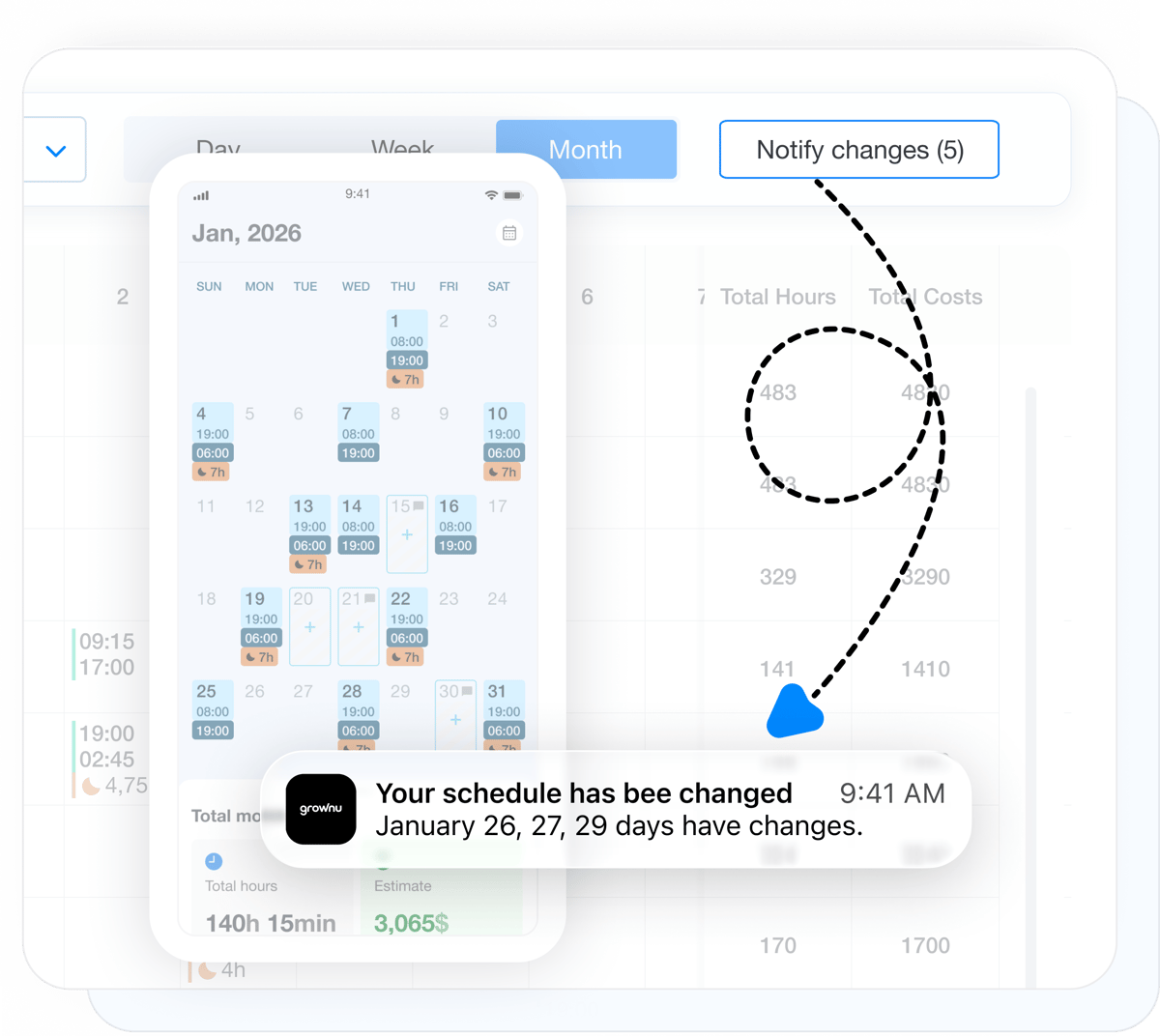 Manage AI schedule changes and employee notifications