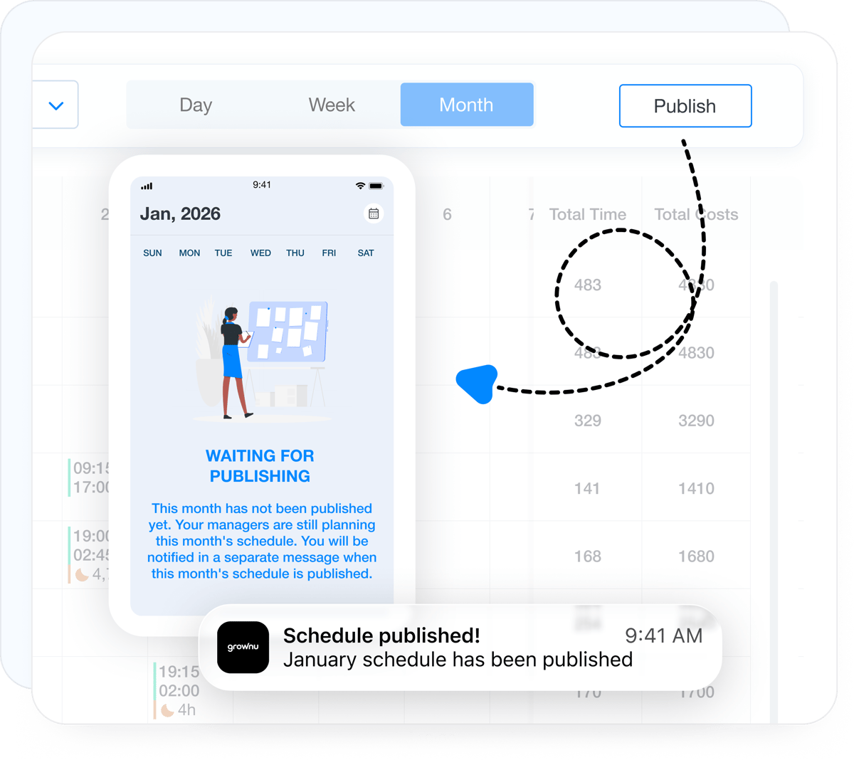 Publish the AI-generated schedule to the team
