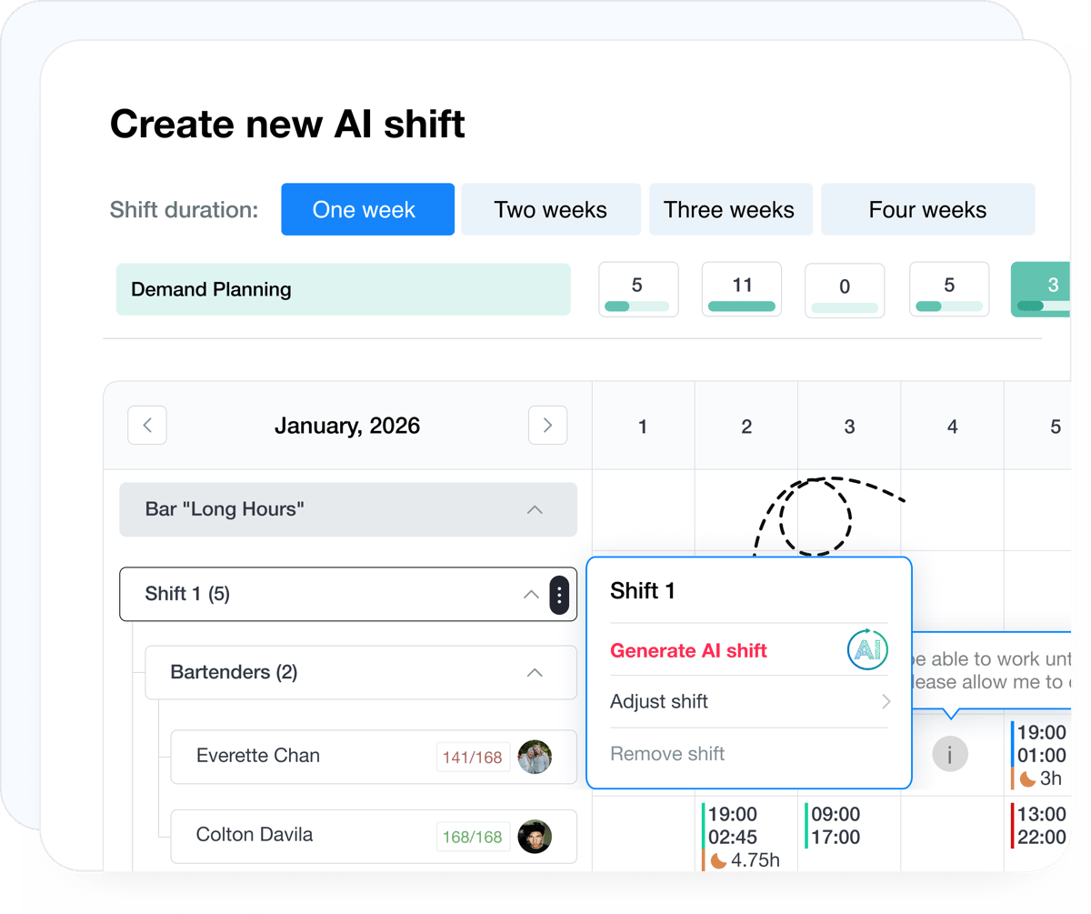 One-click AI shift schedule generation