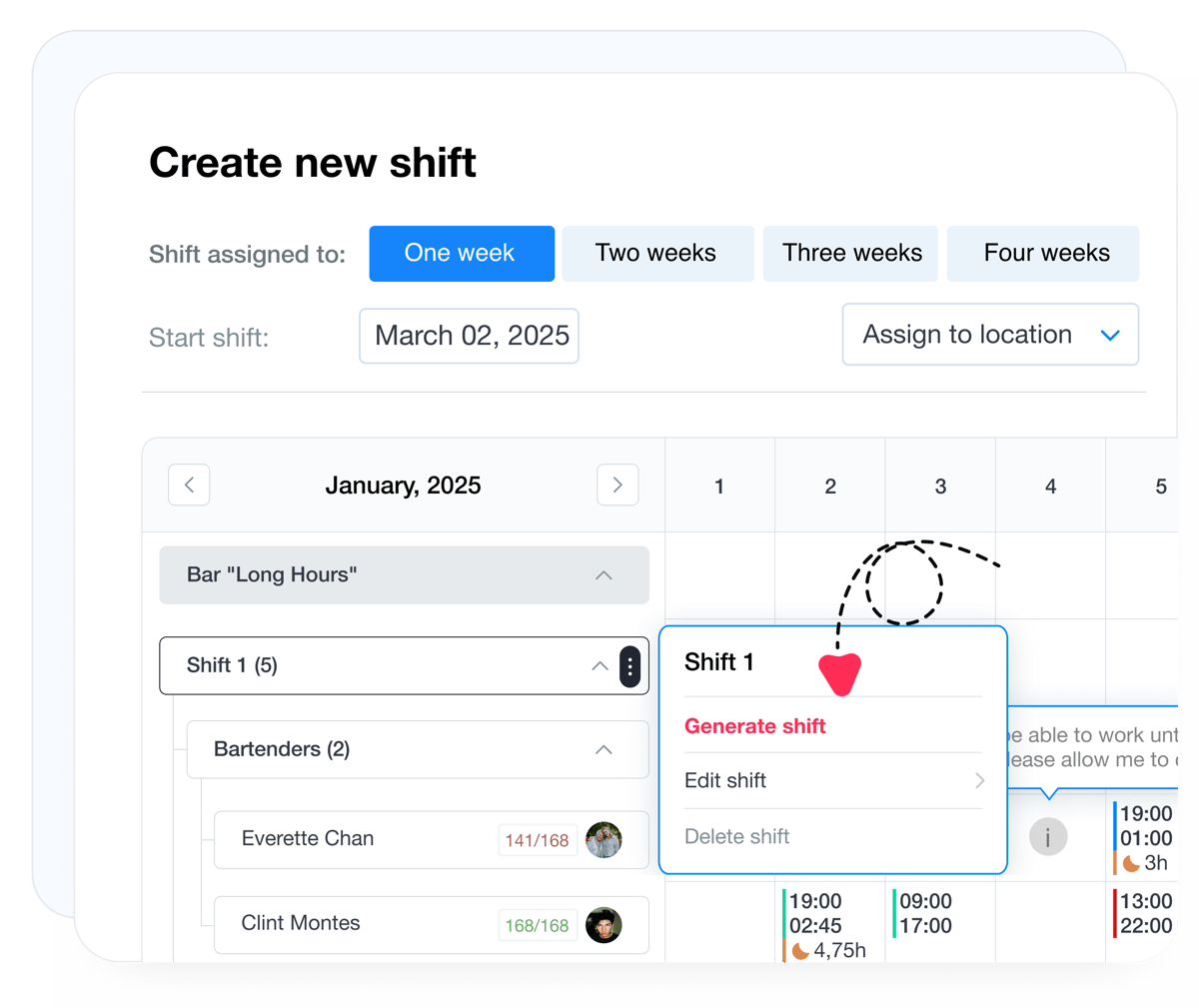 Automatic shift generation based on scheduling rules