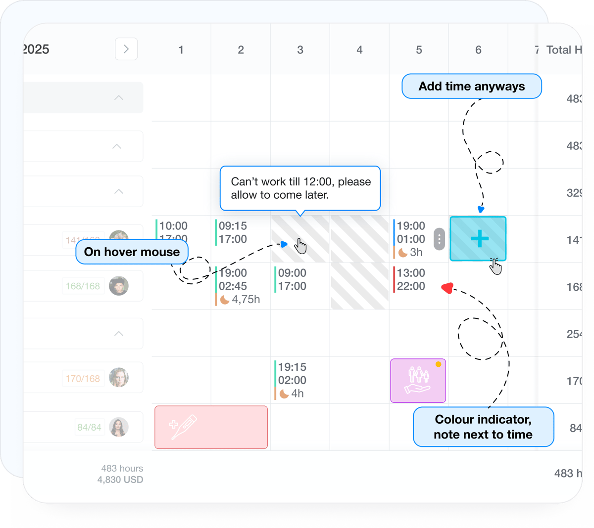 Employee availability and scheduling preferences