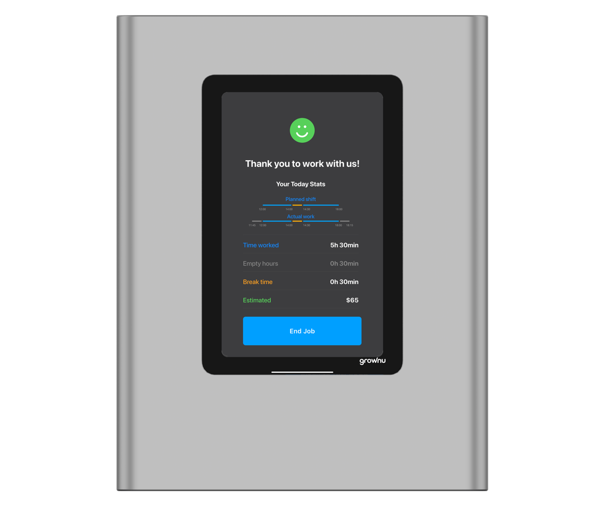 Out-of-schedule time flagged on the terminal for manager review (exception time)