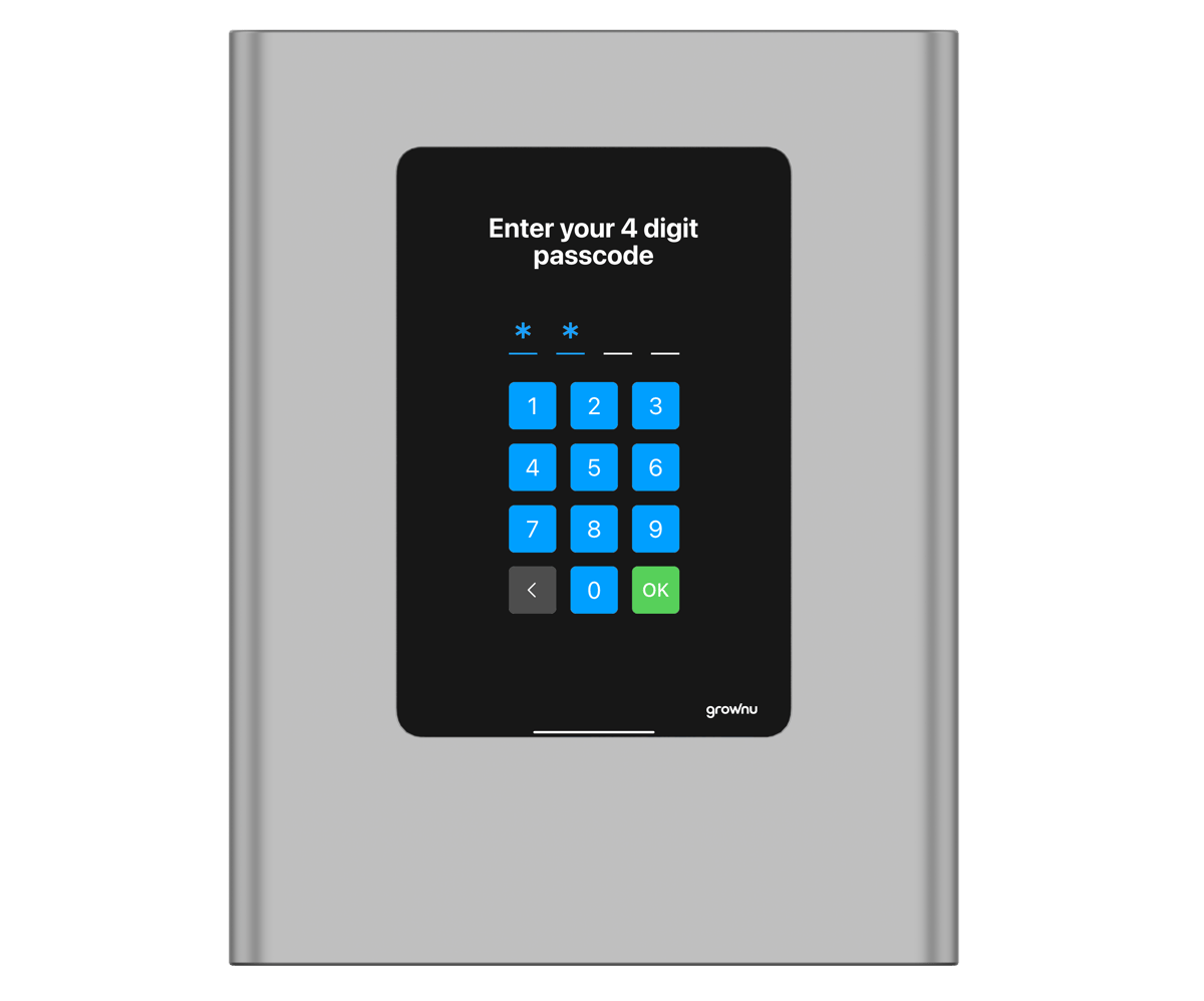 PIN entry screen on an outdoor time clock terminal