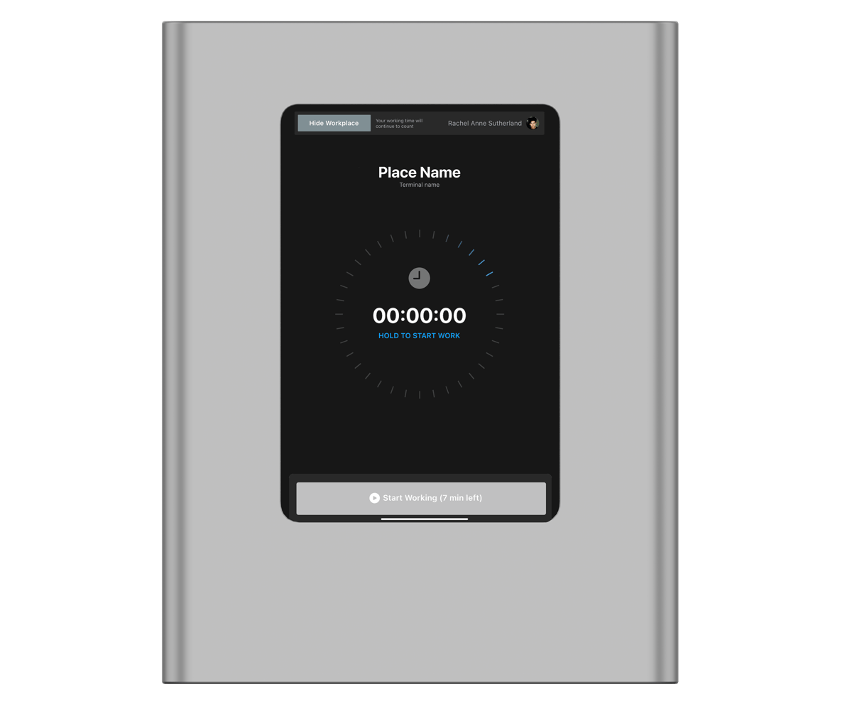 Shift-based clock-in window enforcement on an outdoor time clock terminal