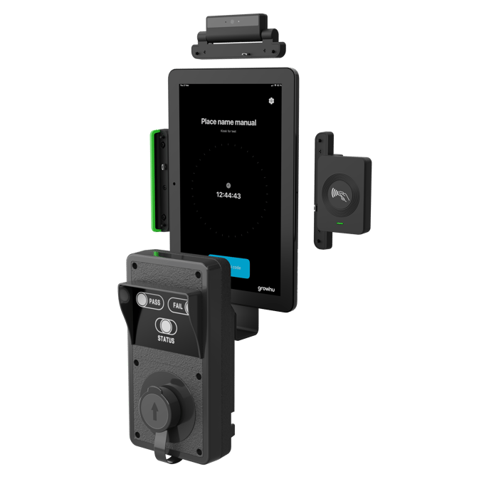 Time clock terminal with RFID reader and breathalyzer for employee attendance control